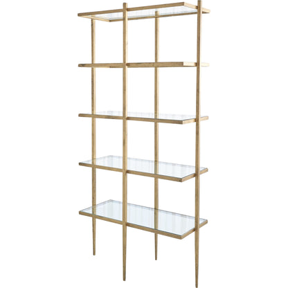Laforge Etagere by Global Views in antique gold. Made from iron, tempered glass in a transitional style.
