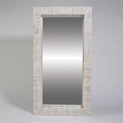 Driftwood Mirror by Global Views in white washed. Made from mango, mdf, mirror in a modern style.