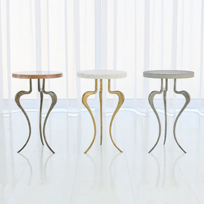 Silhouette Accent Table by Global Views in antique gold. Made from iron, white honed marble in a eclectic & global style.