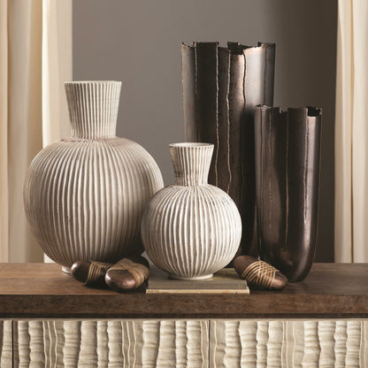 Furrow Sphere Vase by Global Views. Made from ceramic in a eclectic & global style.