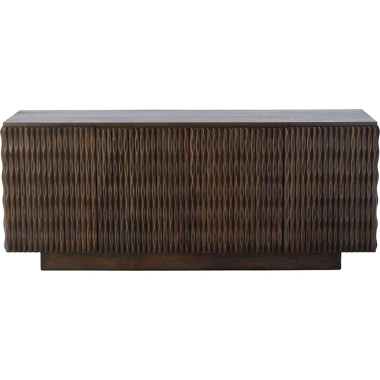 Minuet Buffet by Global Views in walnut, gray, antique nickel. Made from mango in a modern style.