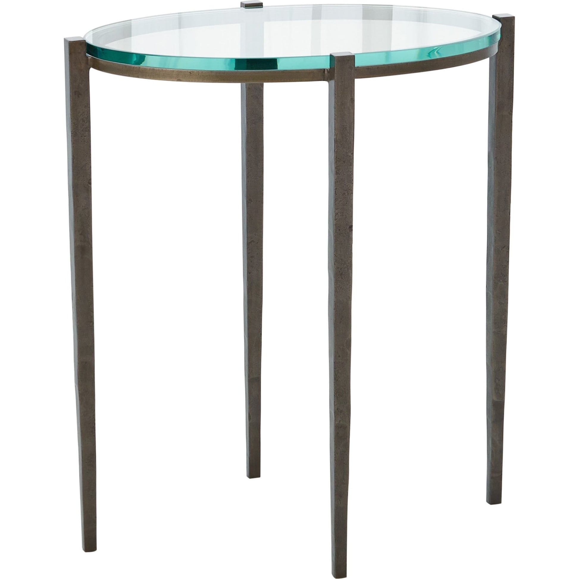 Petite Oval Accent Table by Global Views. Made from iron, tempered glass in a transitional style.