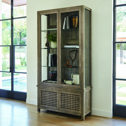 Driftwood Vitrine by Global Views in white sandblasted. Made from mago, tempered glass in a transitional style.