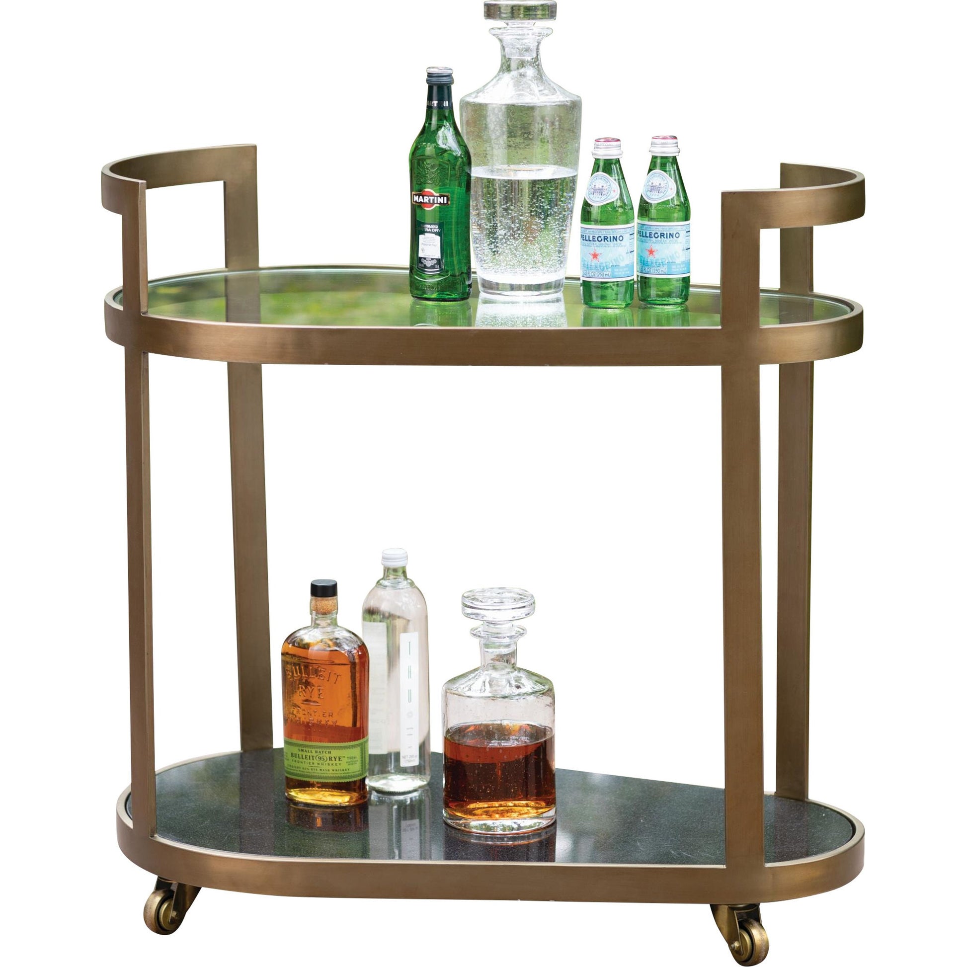 Regan Bar by Global Views. Made from iron, tempered glass, granite in a transitional style.