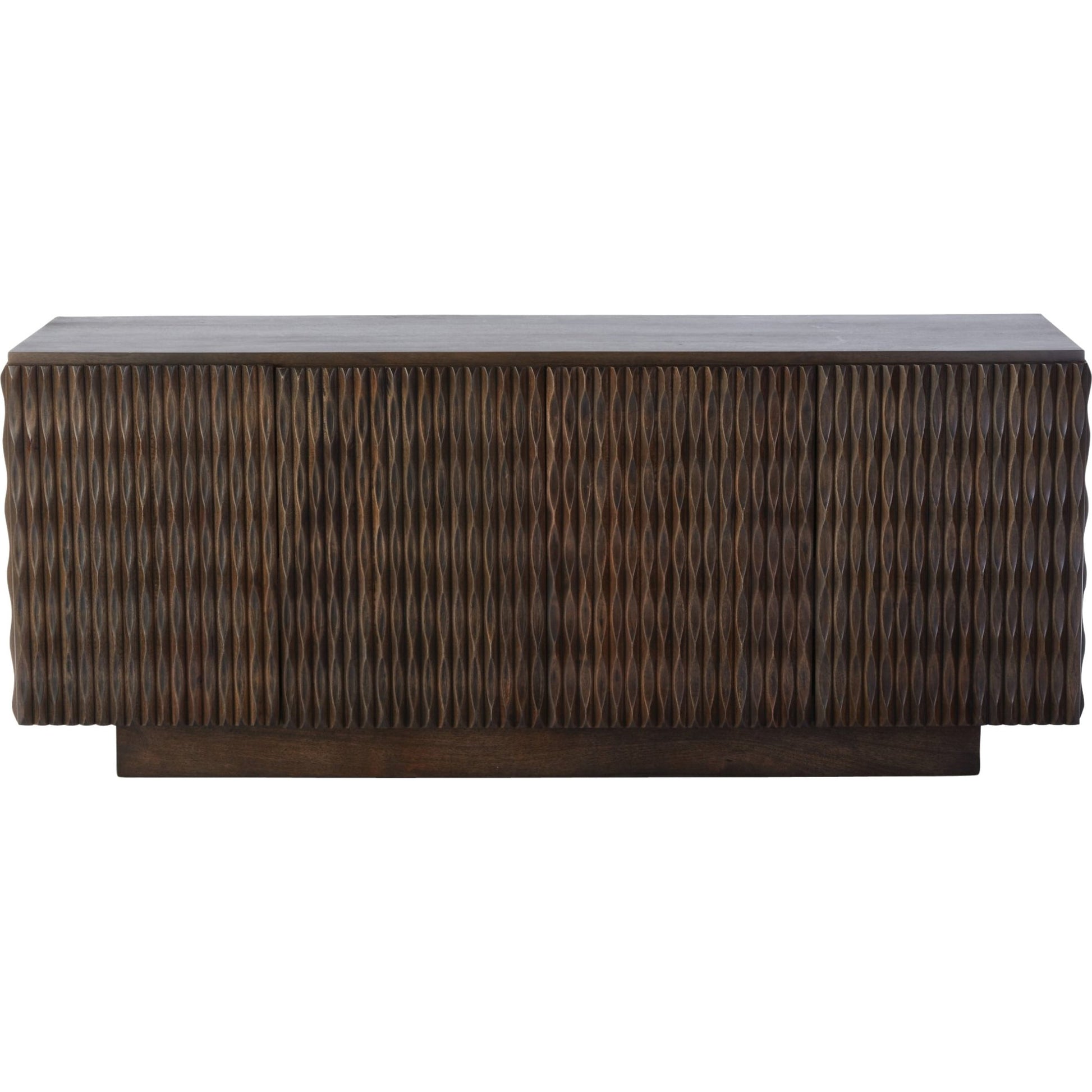 Minuet Buffet by Global Views in walnut, gray, antique nickel. Made from mango in a modern style.