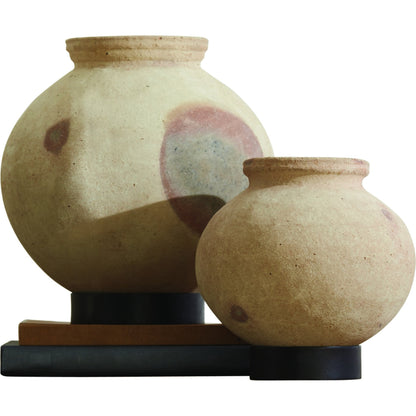 Desert Water Pot with Base by Global Views in burnt wax. Made from iron, terracotta in a rustic style.