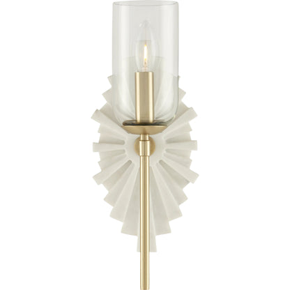 Benthos Wall Sconce by Currey and Company. Made from marble, stainless steel, glass in a modern style.