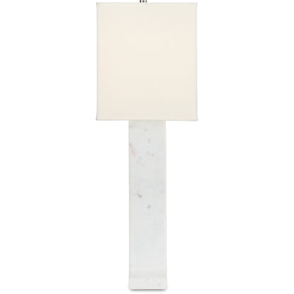 Leo Table Lamp by Currey and Company in white marble. Made from marble in a modern style.