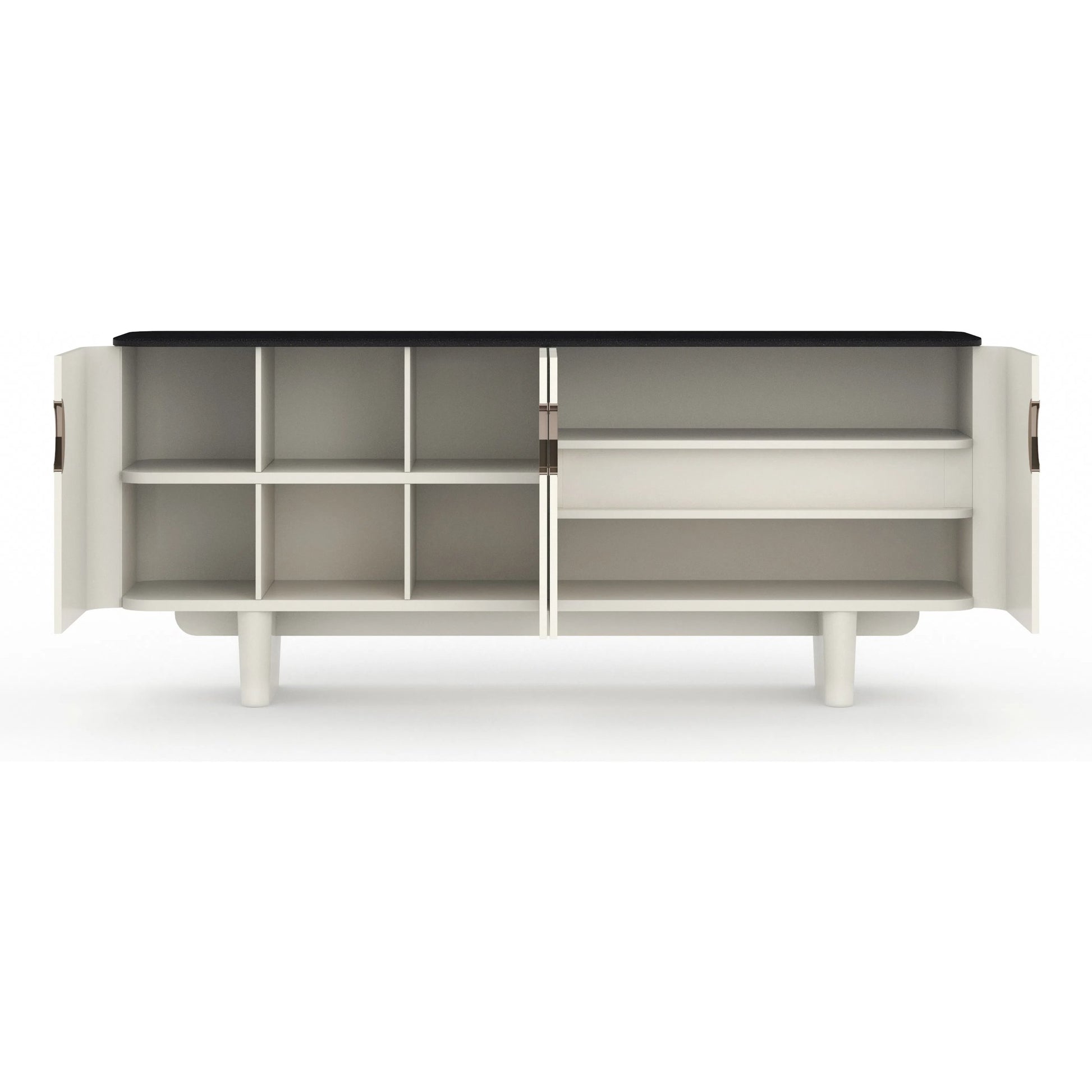 Paragon Sideboard by Caracole in blanc gloss, champagne gold. Made from unique in a modern style.