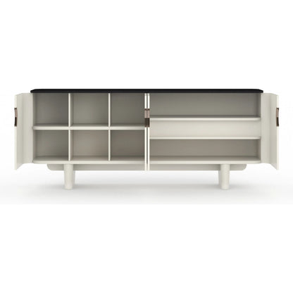Paragon Sideboard by Caracole in blanc gloss, champagne gold. Made from unique in a modern style.