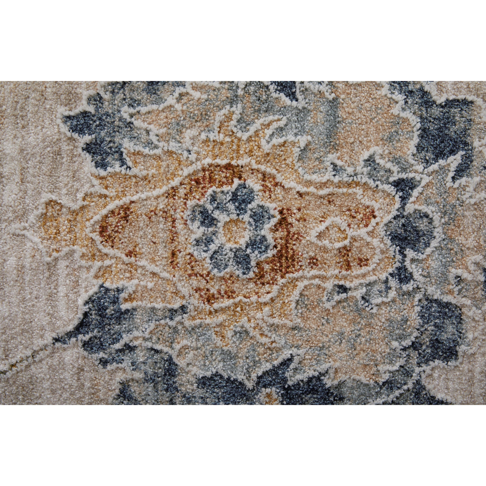 Pasha Transitional & Botanical Rug - 39M9F by Feizy in taupe, ivory, blue. Made from polyester in a unique style.