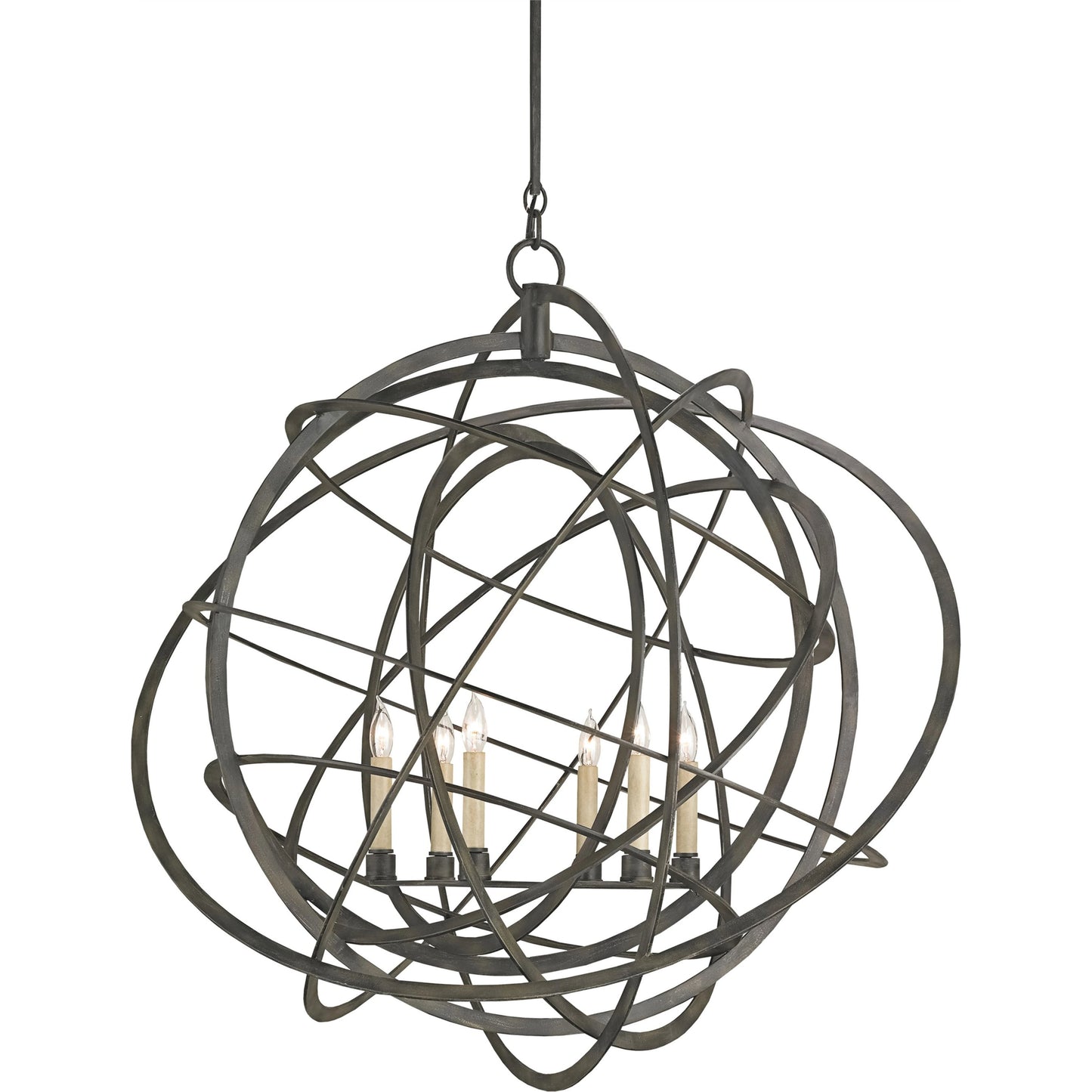 007 S-223834 | Primary Silo | Genesis Chandelier by Currey and Company in black iron. Made from wrought iron in a modern style.