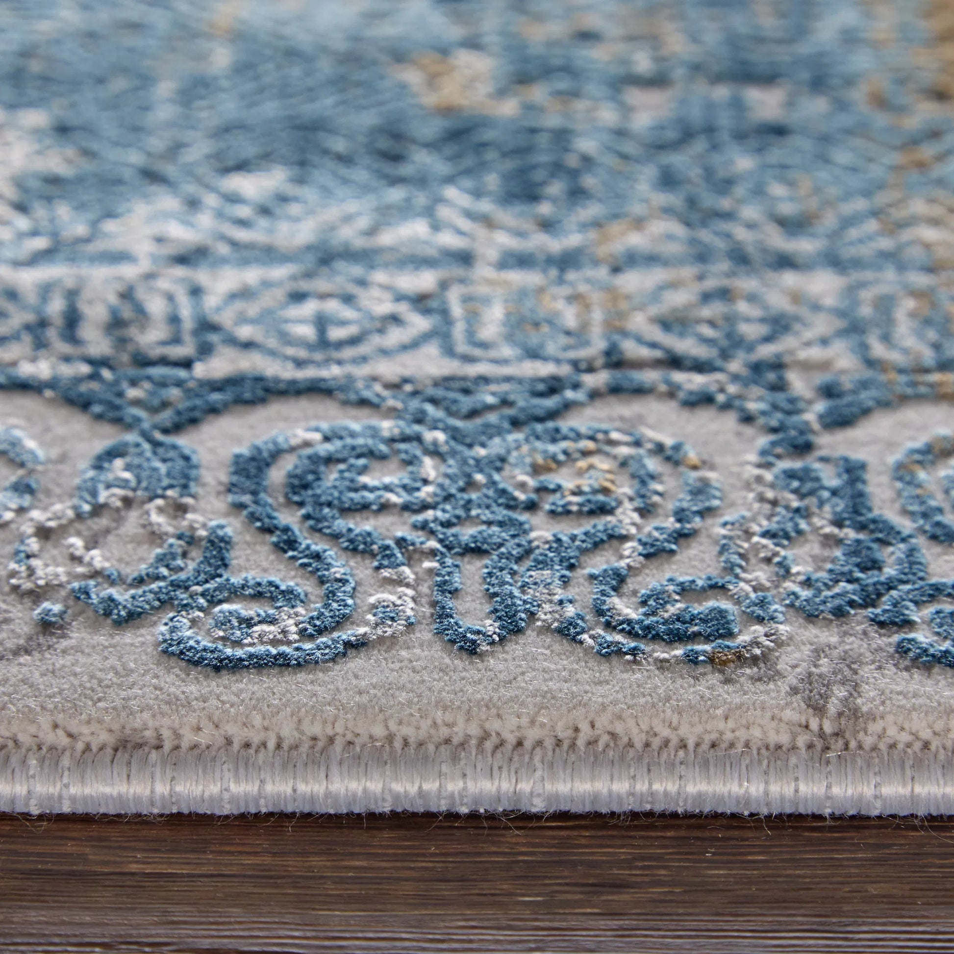 Cadiz Rug - 3890F by Feizy in blue, gray, gold. Made from viscose, acrylic in a unique style.