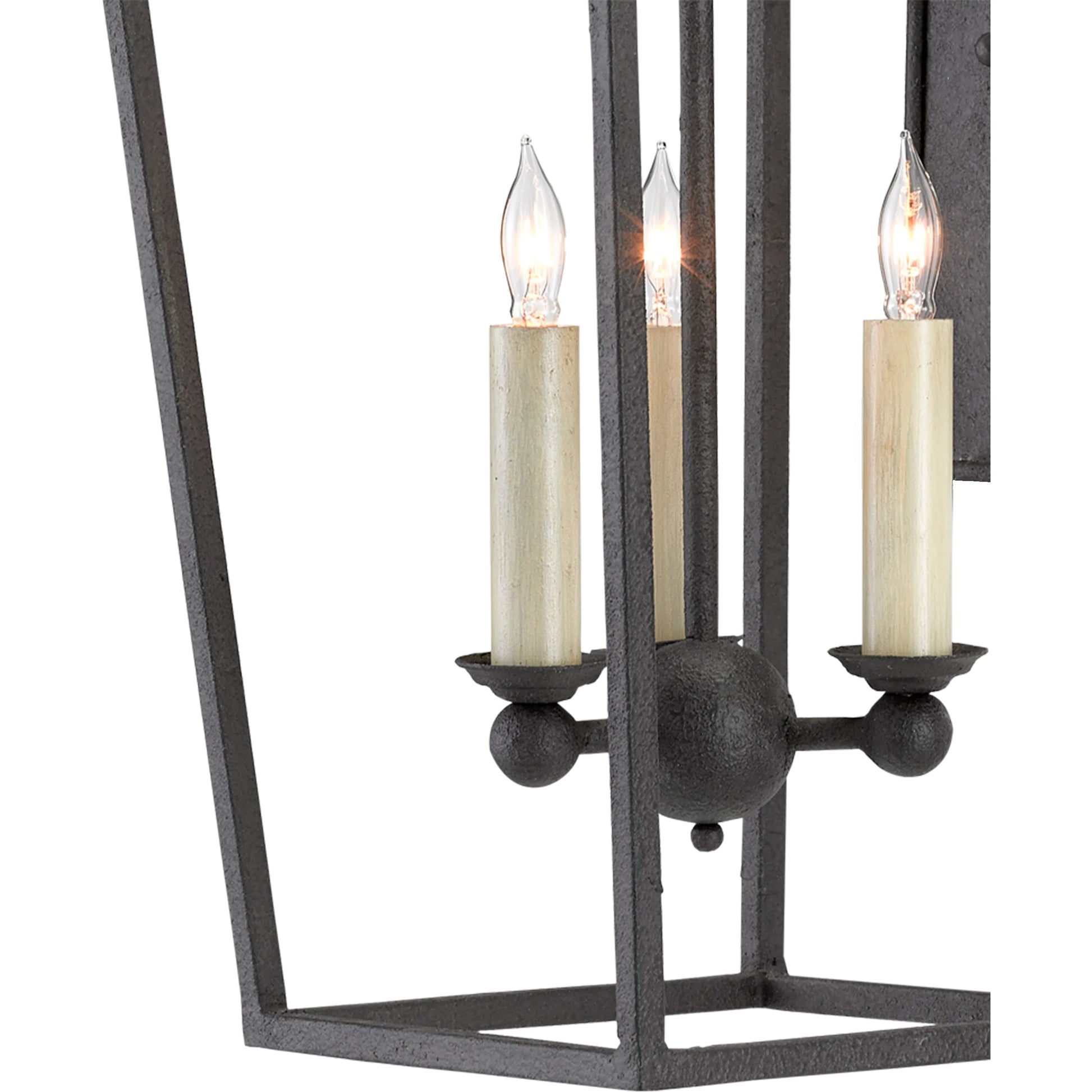 Denison Wall Sconce by Currey and Company in mole black. Made from wrought iron in a transitional style.