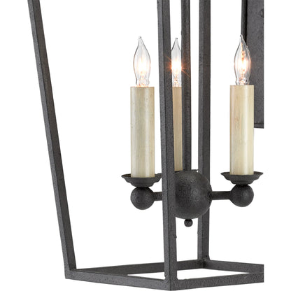 Denison Wall Sconce by Currey and Company in mole black. Made from wrought iron in a transitional style.
