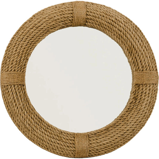 Round Rope Mirror by The Livingston Collection in rope. Made from wood in a coastal style.
