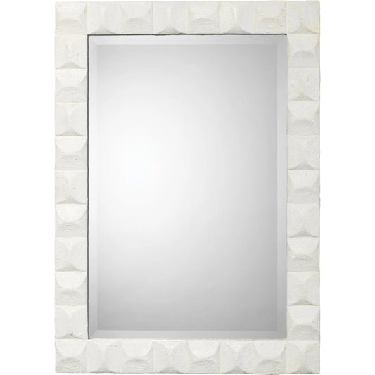 Astor Mirror by Jamie Young in white gesso. Made from mirror, mdf, resin in a modern style.