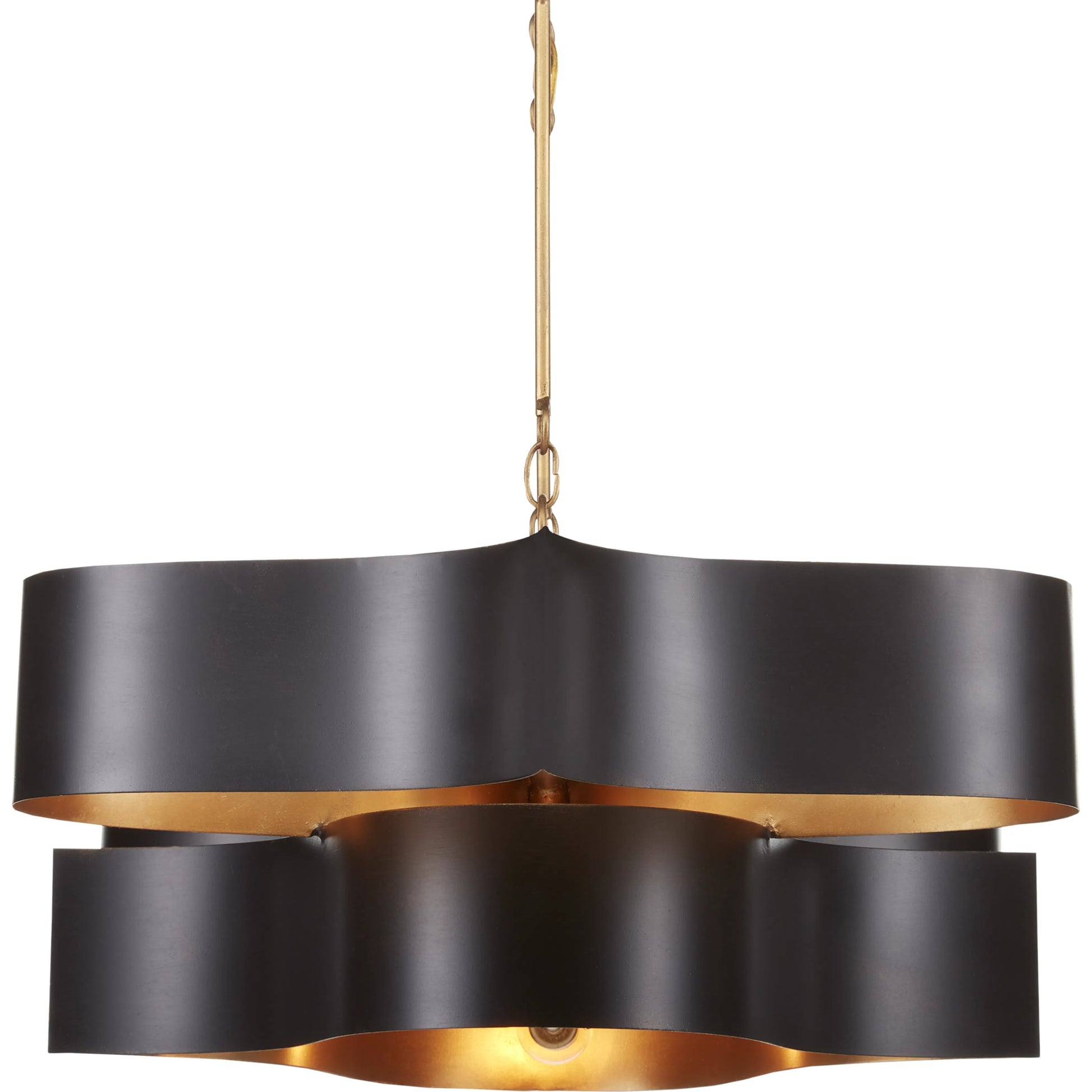 Grand Lotus Oval Chandelier by Currey and Company. Made from wrought iron in a modern style.