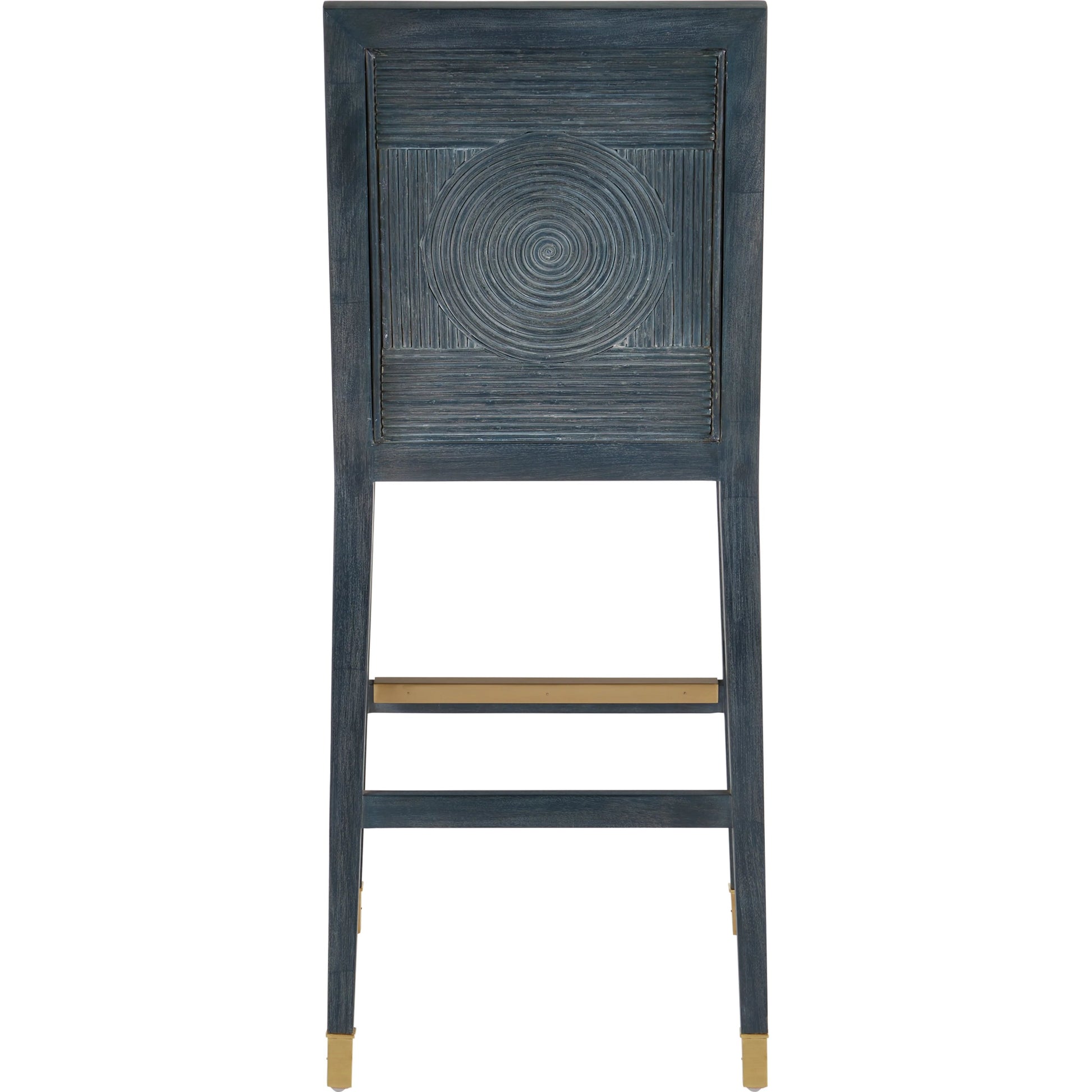 Santos Bar Stool by Currey and Company. Made from mahogany, rattan, brass in a modern style.