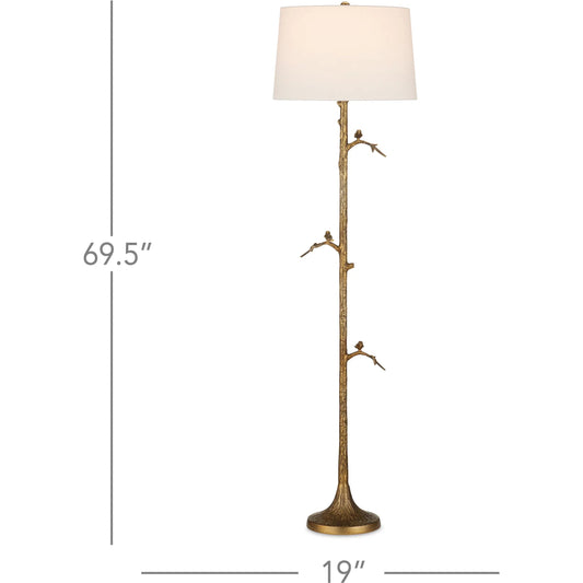 Piaf Floor Lamp by Currey and Company. Made from cast aluminum in a modern style.