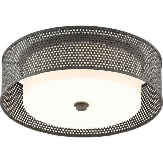 Notte Flush Mount by Currey and Company in mole black. Made from wrought iron, glass in a modern style.