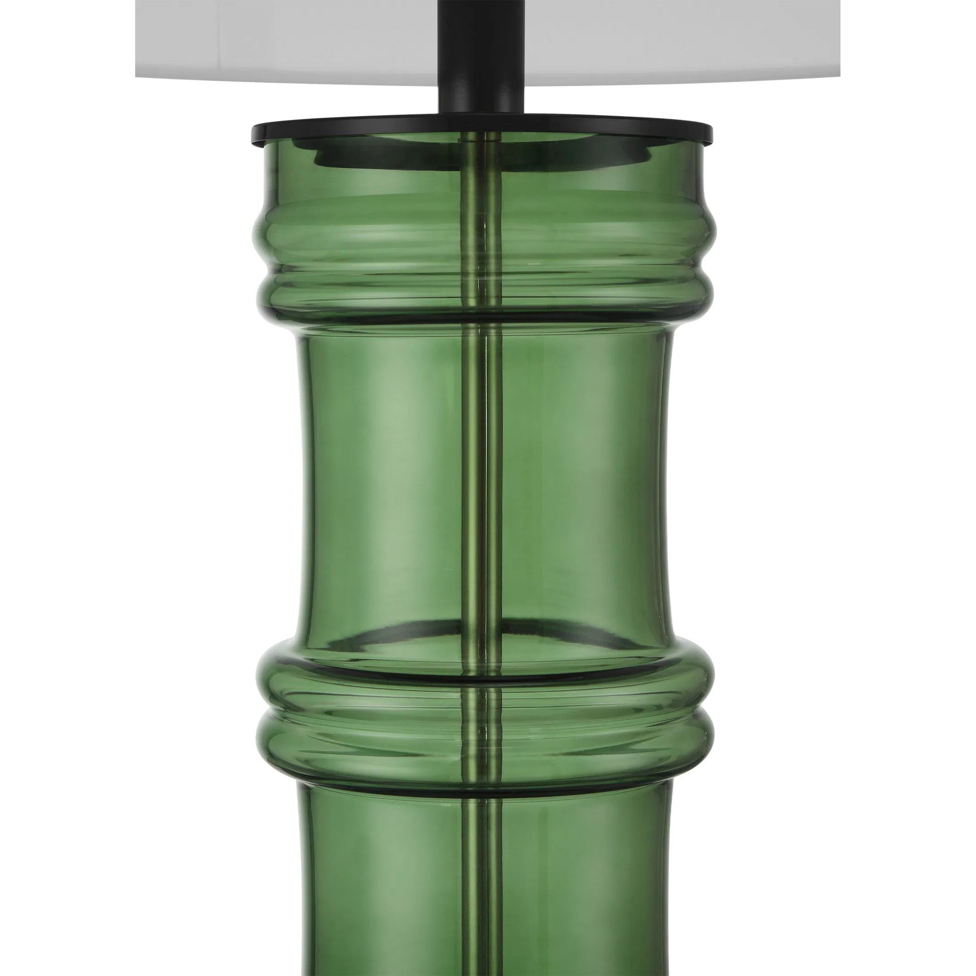 Balsam Table Lamp by Currey and Company in green, glossy black. Made from glass, optic crystal in a modern style.