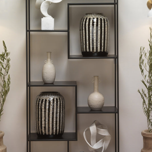 Barnaby Vase by Jamie Young in beige, black. Made from ceramic in a eclectic & global style.