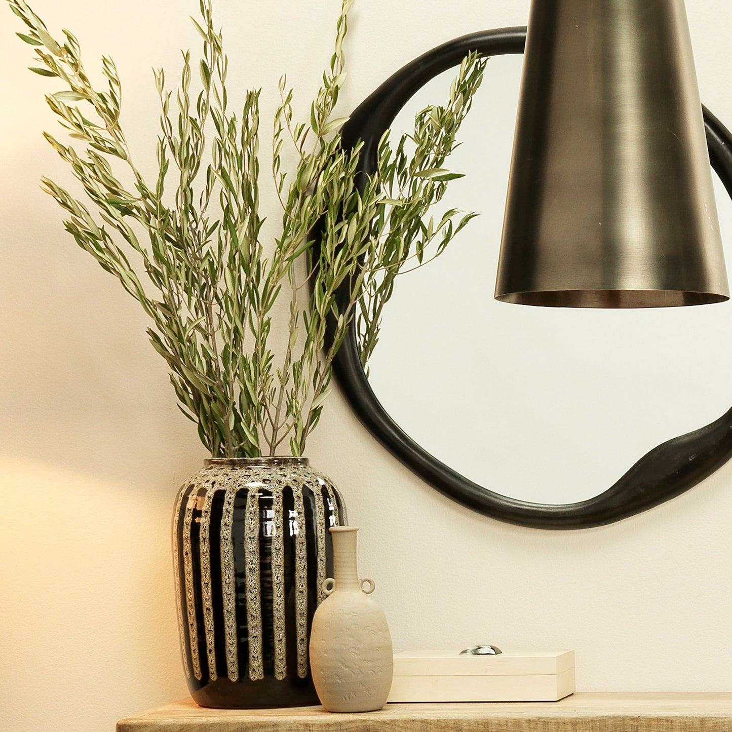 006 SR-867094 | Lifestyle | Barnaby Vase by Jamie Young in beige, black. Made from ceramic in a eclectic & global style.