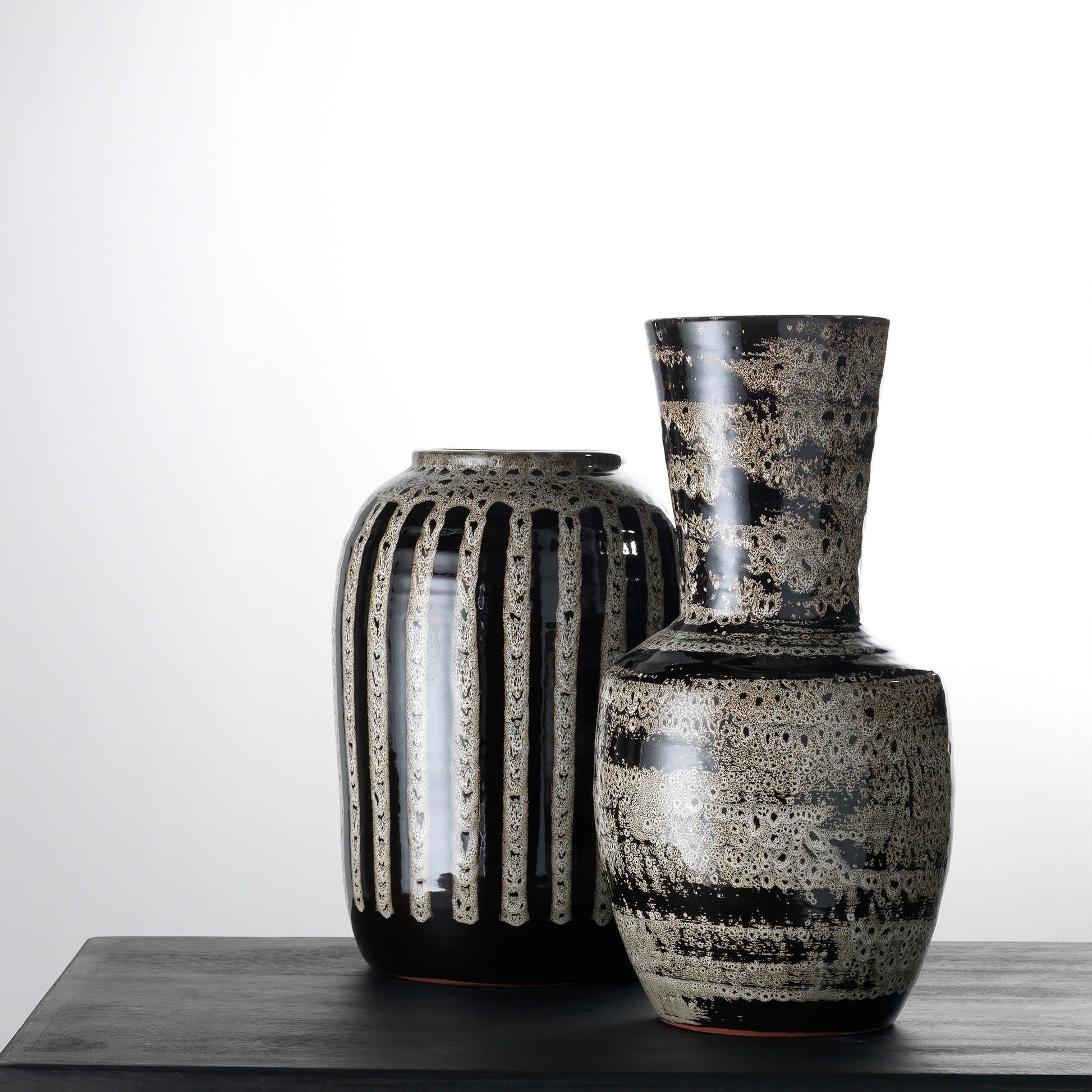 Barnaby Vase by Jamie Young in beige, black. Made from ceramic in a eclectic & global style.
