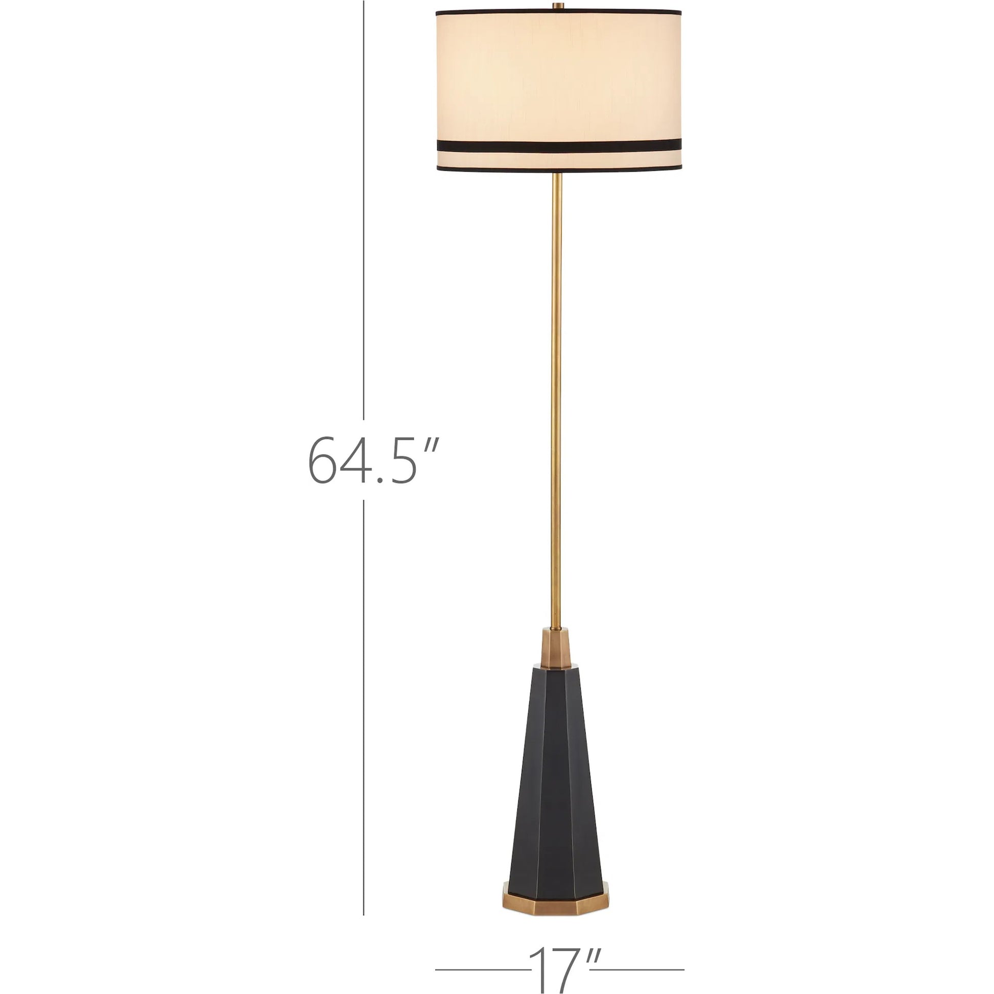 Gieves Floor Lamp by Currey and Company in black, bronze, antique brass. Made from stone, cast aluminum, brass in a modern style.