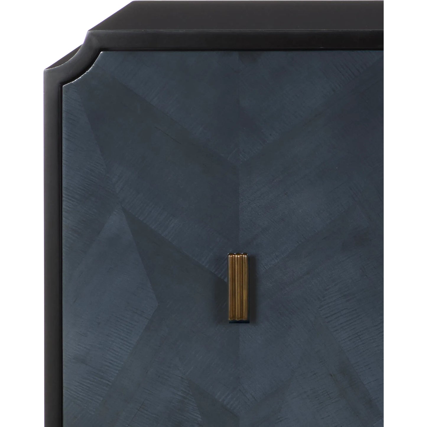 007 SI-2007780 | Additional Silo | Kallista Blue Credenza by Currey and Company in dark sapphire, caviar black, antique brass. Made from sycamore veneer, mahogany, engineered hardwood, cast brass, iron in a modern style.