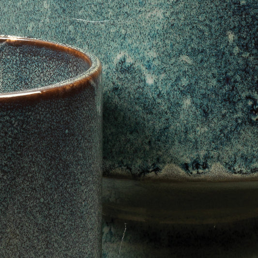 Berkeley Pots by Jamie Young in blue. Made from ceramic in a transitional style.