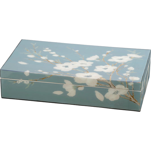 Bouquet Laquered Box by Jamie Young in blue and slate blue, white. Made from unique in a unique style.