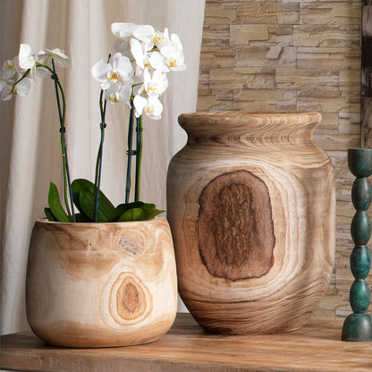 Brea Wooden Vase by Jamie Young in natural. Made from paulownia wood in a eclectic & global style.