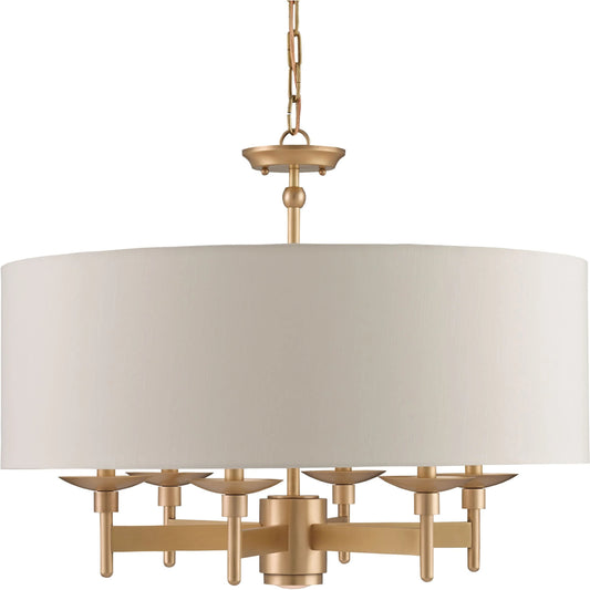 Bering Chandelier by Currey and Company in antique brass. Made from brass in a traditional style.