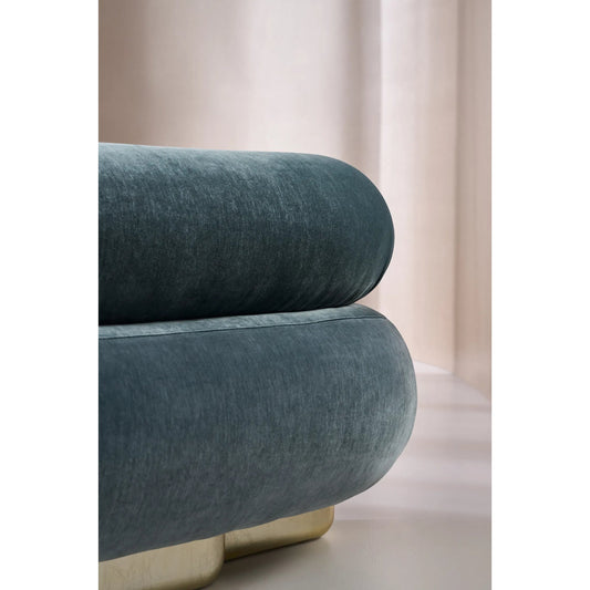Lagoon Sofa by Caracole in peacock and oracle. Made from unique in a unique style.