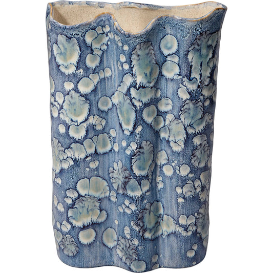 Cloud Vase by The Livingston Collection in blue and reactive blue glaze. Made from ceramic in a unique style.