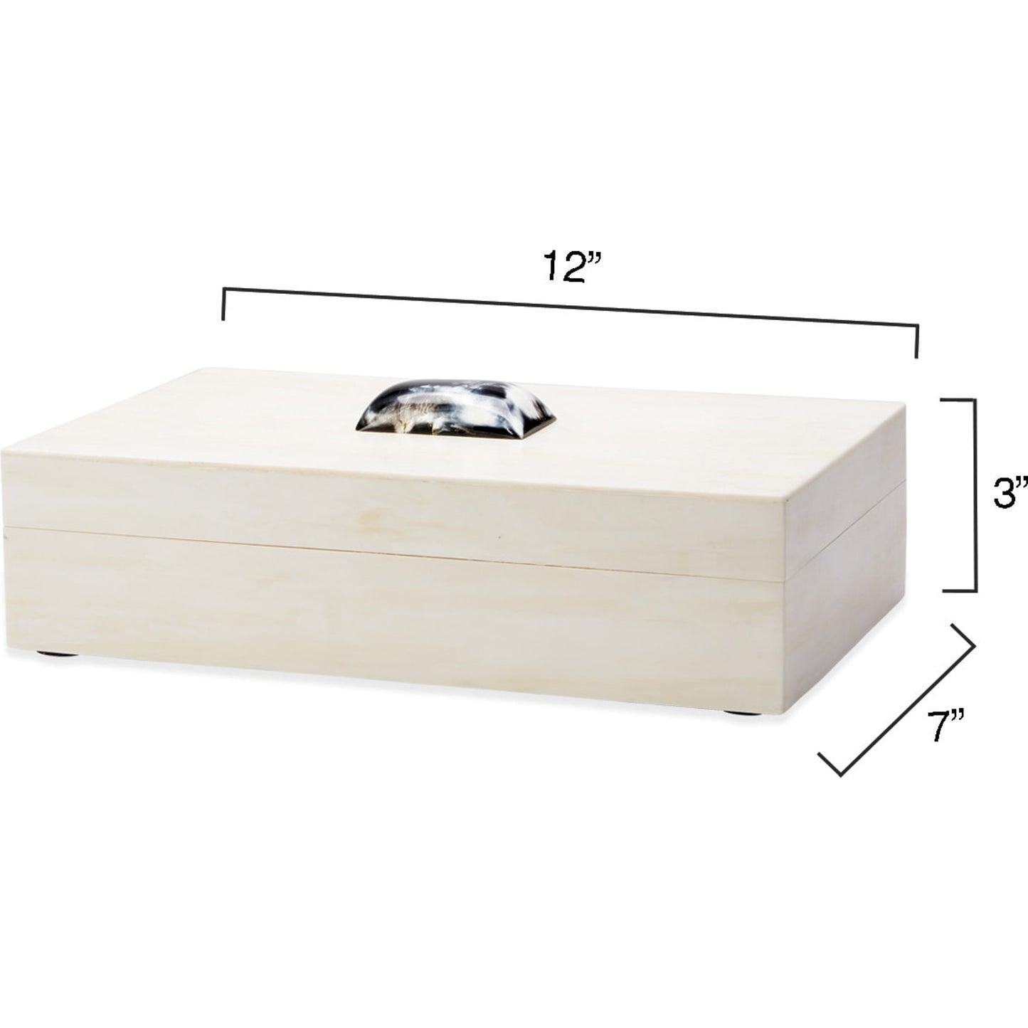 003 SR-707869 | Additional Silo | Constantine Box by Jamie Young in cream resin with horn accent. Made from resin on mdf, horn in a modern style.