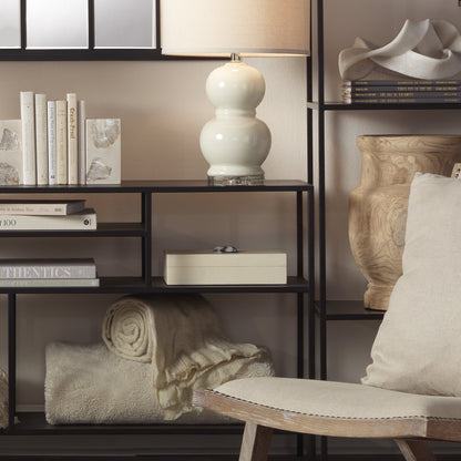 Constantine Box by Jamie Young in cream resin with horn accent. Made from resin on mdf, horn in a modern style.