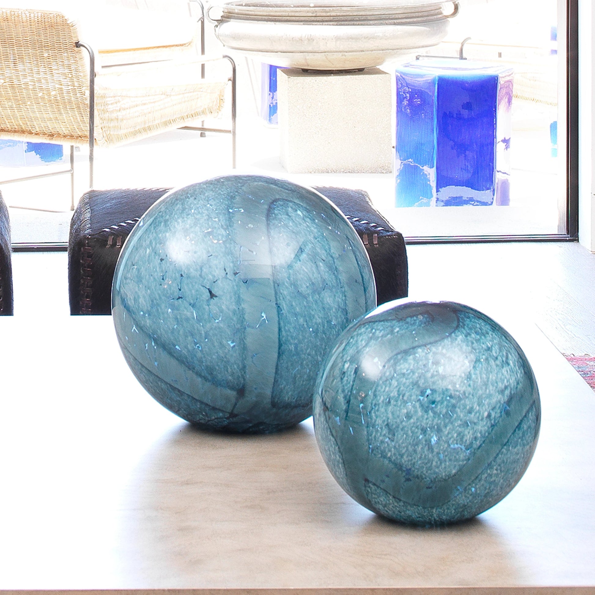 Cosmos Glass Balls by Jamie Young. Made from glass in a coastal style.