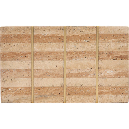 Dezi Box by Currey and Company in natural, brass, off-white. Made from travertine, brass, composite in a transitional style.