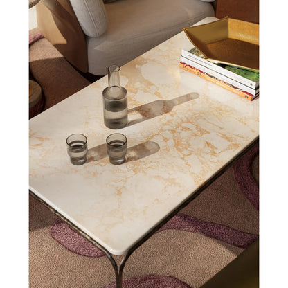 Crema Cocktail Table by Currey and Company in natural, bronze. Made from marble, iron in a modern style.