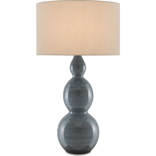 Cymbeline Table Lamp by Currey and Company in steel blue. Made from ceramic, metal in a modern style.