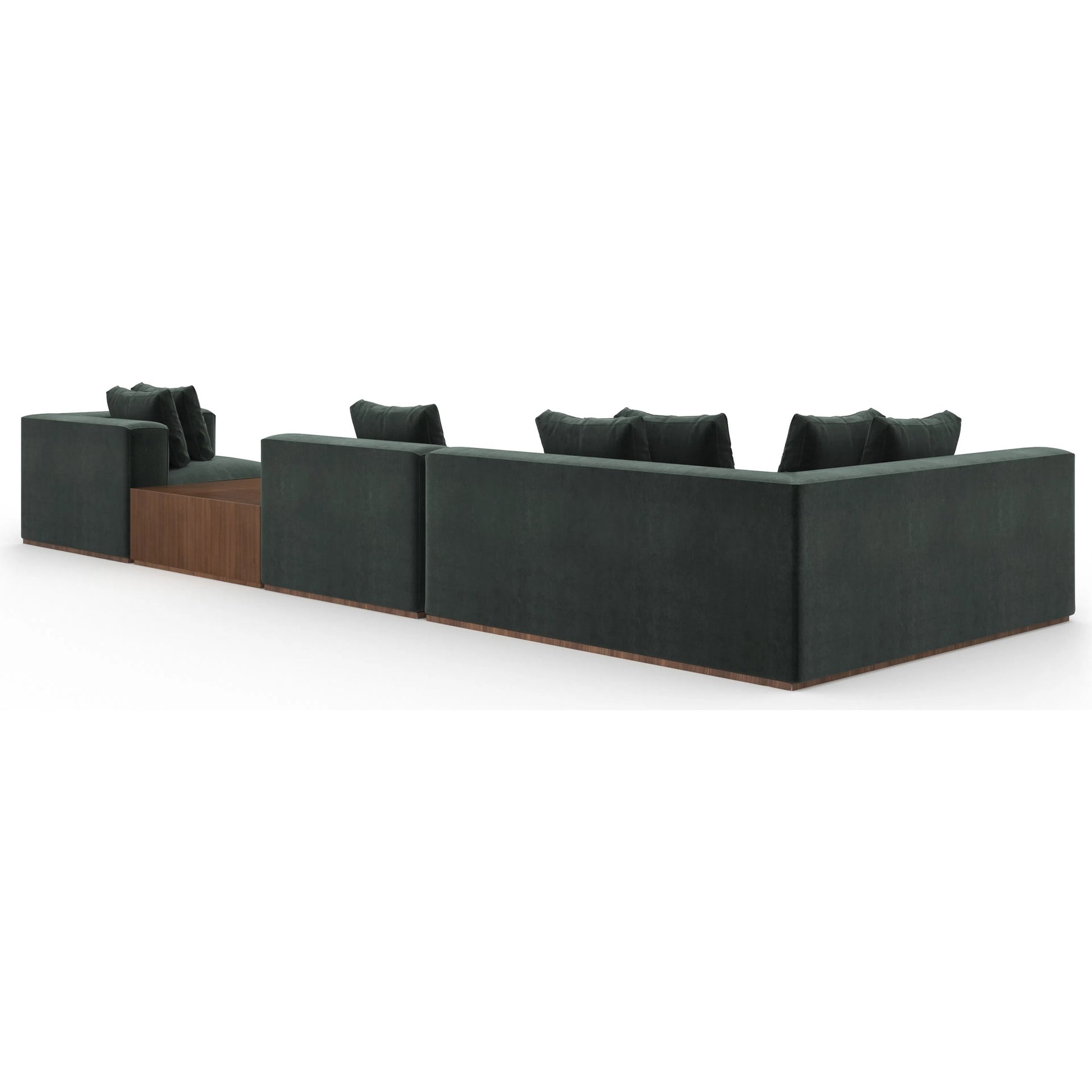 Bello 4-Piece Sectional with Chaise by Caracole in spruce green and retro walnut. Made from unique in a eclectic & global style.