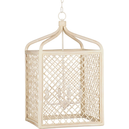Wanstead Lantern by Currey and Company in bleached natural, vanilla. Made from rattan, wicker, wrought iron in a cottage & farmhouse style.