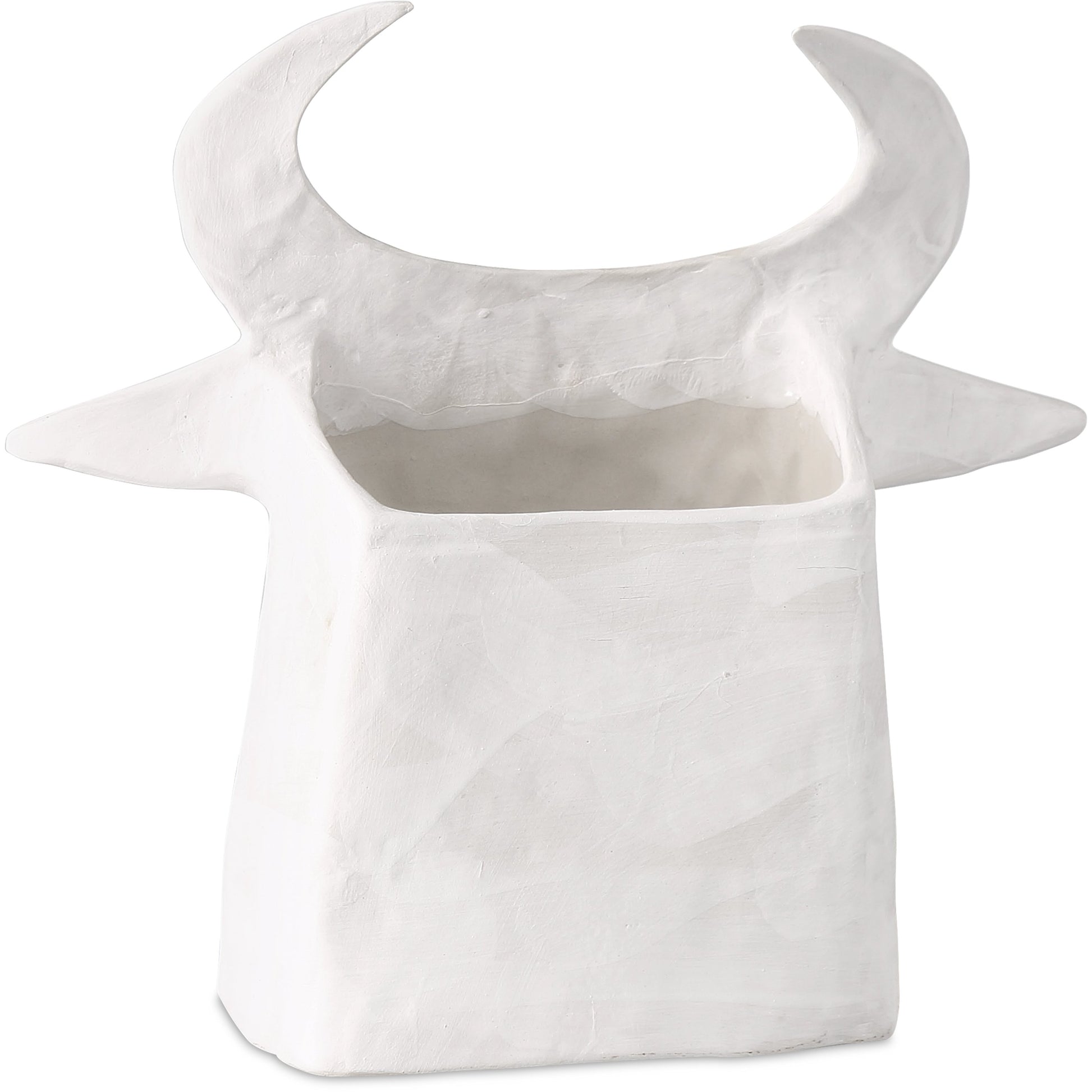 Frank the Bull by Currey and Company in washed white, black. Made from porcelain in a eclectic & global style.