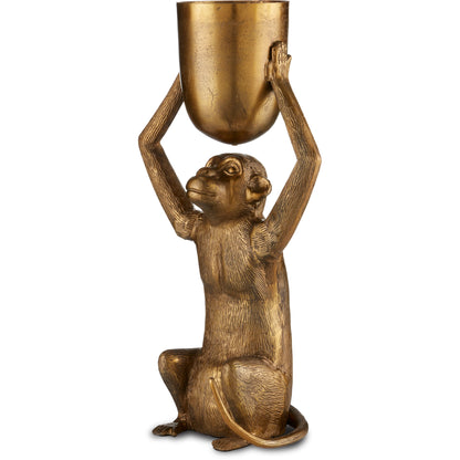 Abu Planter by Currey and Company in antique gold. Made from cast aluminum in a modern style.