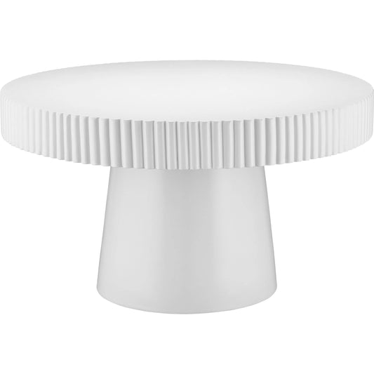 Harlow Concrete Cocktail Table by Currey and Company in white. Made from fiber concrete in a unique style.
