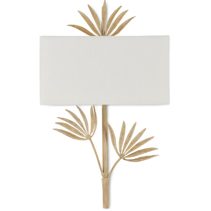 Calliope Wall Sconce by Currey and Company in coco cream. Made from wrought iron, fabric in a modern style.
