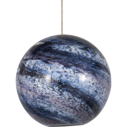 Palatino Rectangular 7-LIGHT Multi-Drop Pendant by Currey and Company in blue marbeled, silver. Made from earth with speckles, glass in a modern style.